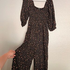 Madewell Black and Orange Jumpsuit with Wide-Leg Design